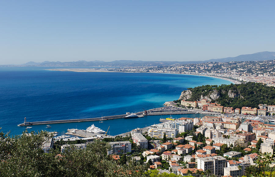 Panoramic view of the Port and Beach of Nice, France Photograph by Elmvilla