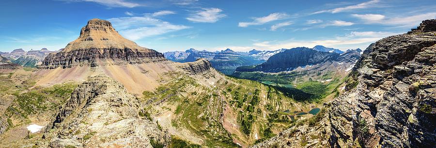 Panoramic view of the Twin Lakes valley and Reynolds Mountain Photograph by Mihai Andritoiu