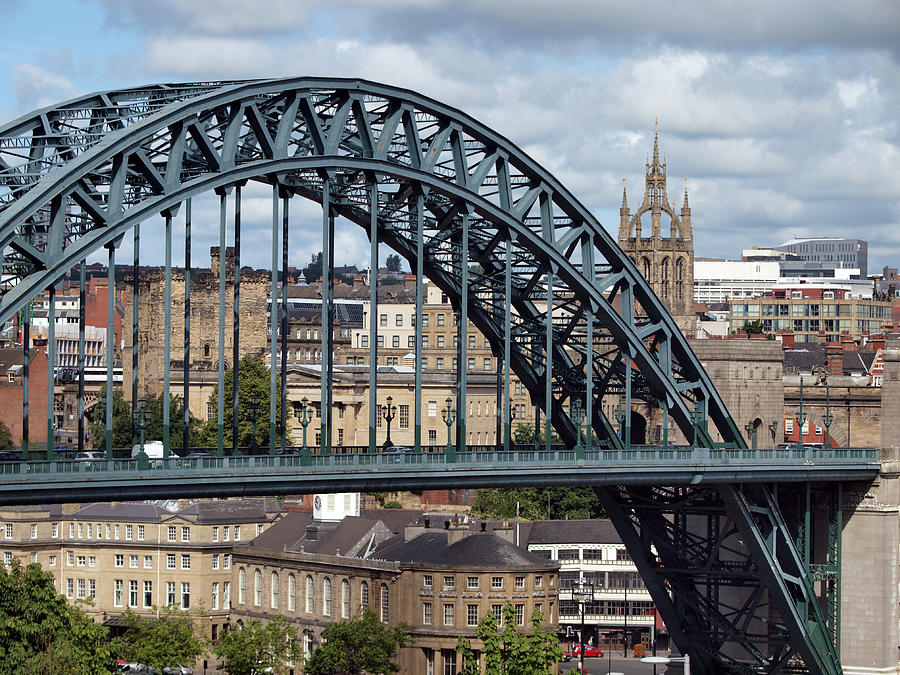 Panoramic view of the Tyne Bridge from Gateshead, Newcastle Photograph by Gannet77