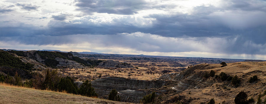 Panoramic view of Theodore Roosevelt National Park in North Dakota Photograph by Eldon McGraw
