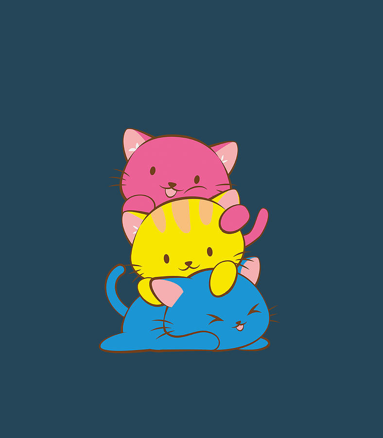 Pansexual Kawaii Cat Anime Art Cute Pan Pride by Othman Kaci