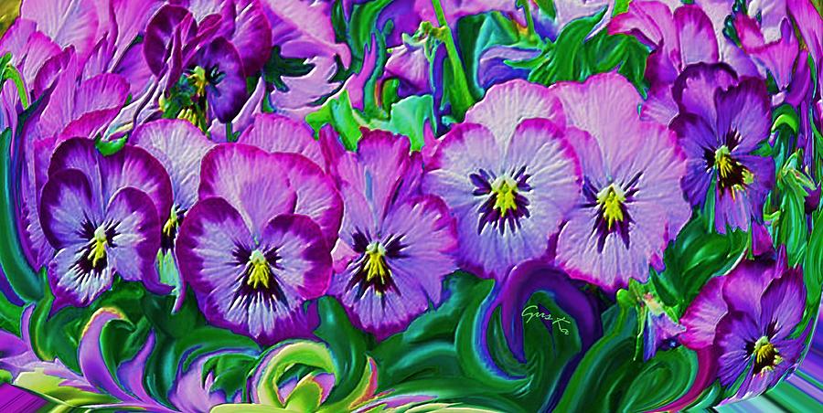 Pansey Flowers 1 c f  Painting by Susanna Katherine