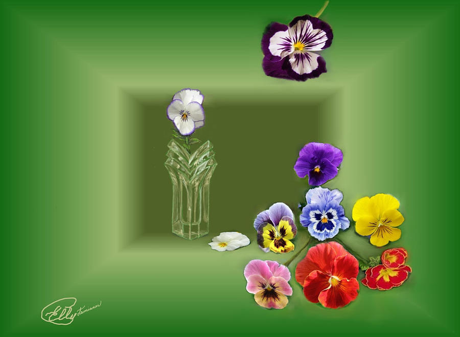 Pansies  Painting by Elly Potamianos