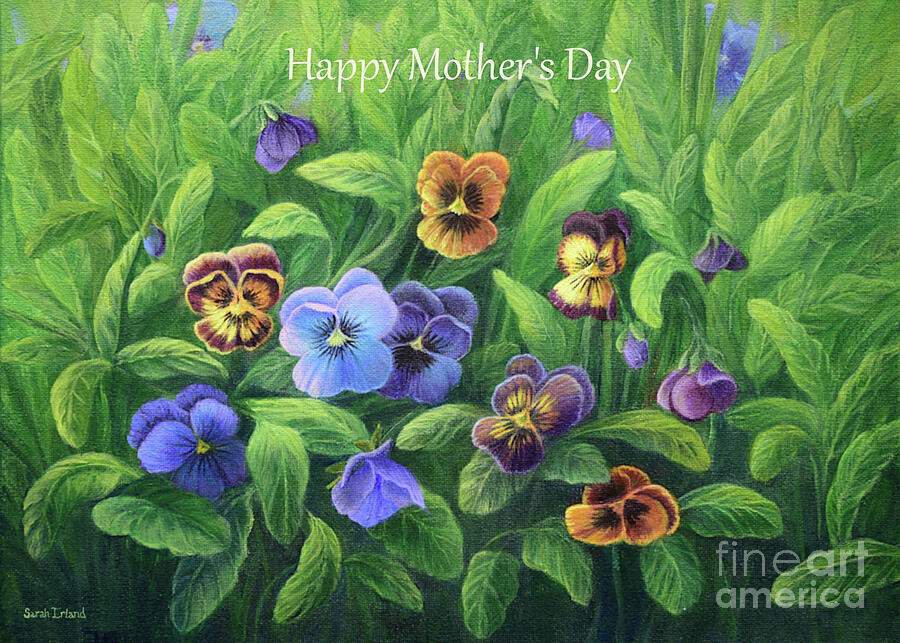 Pansies for Barbara - Happy Mothers Day Painting by Sarah Irland