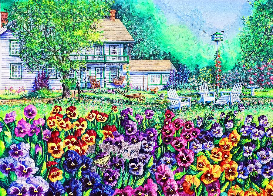 Pansy Garden Painting by Diane Phalen