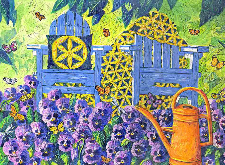 Pansy Quilt Garden Painting by Diane Phalen