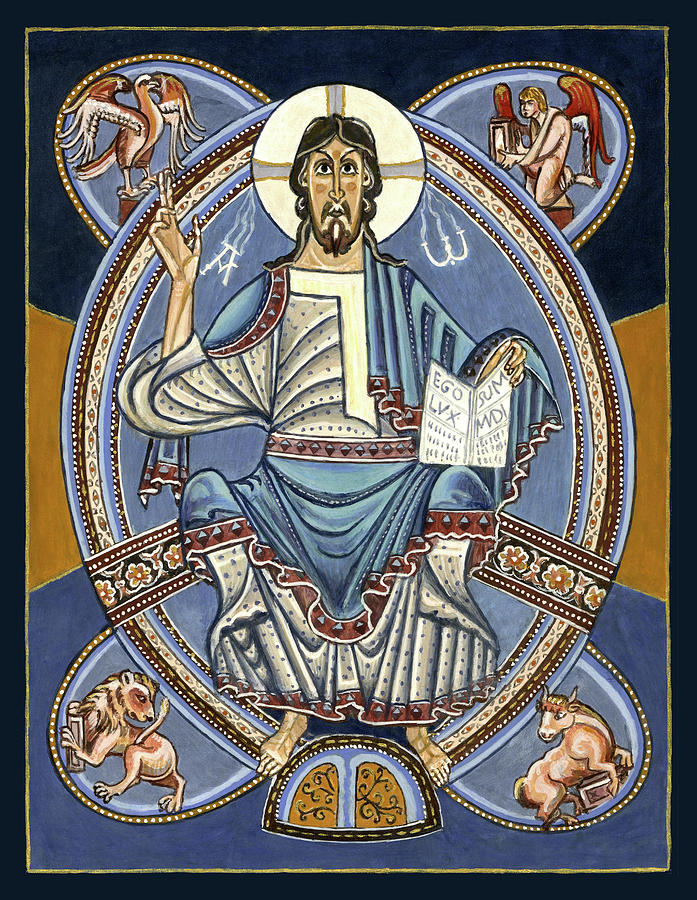 Pantocrator with the 4 Evangelists Painting by Raffaella Lunelli