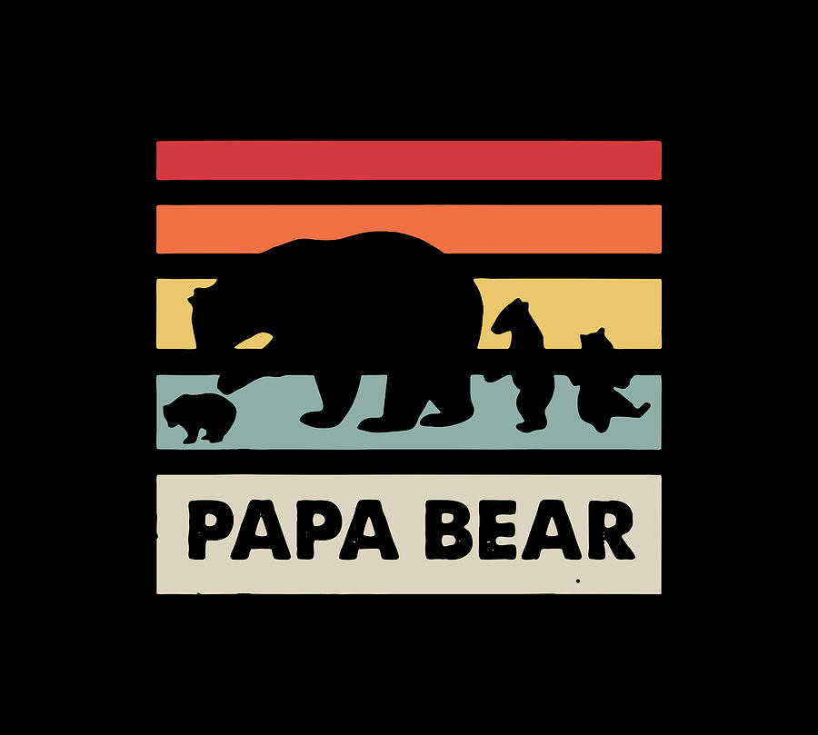 Papa Bear Cubs Retro Vintage Fathers Day Daddy Digital Art by Atsushi ...