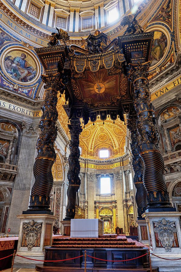 Papal Altar And Baldacchino In St Peter Basilica Photograph by Artur ...