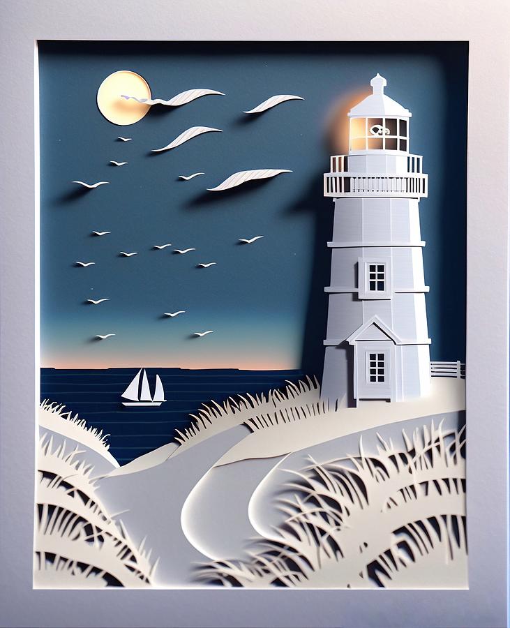 Paper Lighthouse Digital Art by Nickleen Mosher