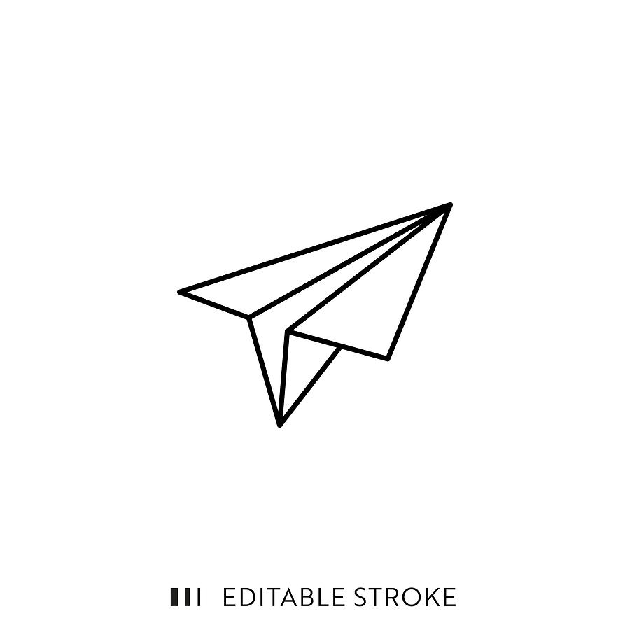 Paper Plane Icon with Editable Stroke and Pixel Perfect. Drawing by Esra Sen Kula