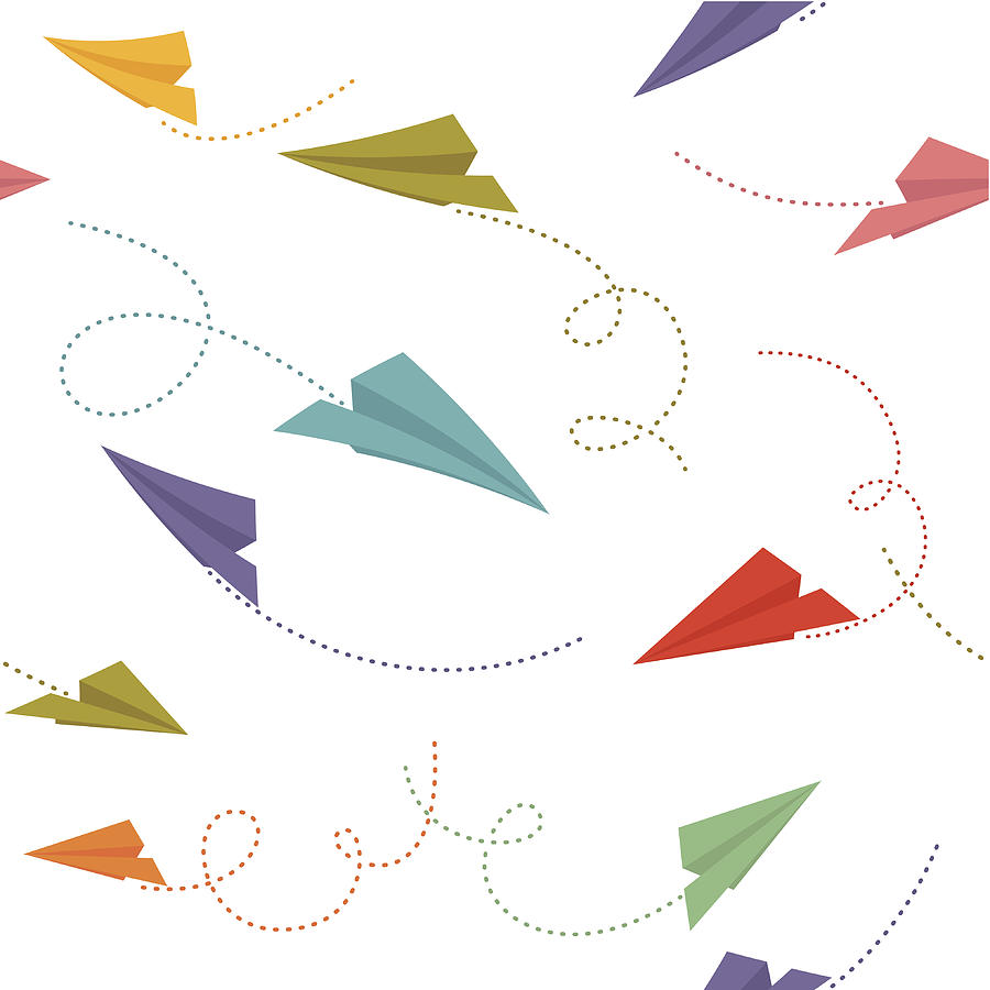 Paper planes seamless pattern Drawing by Kimikodate