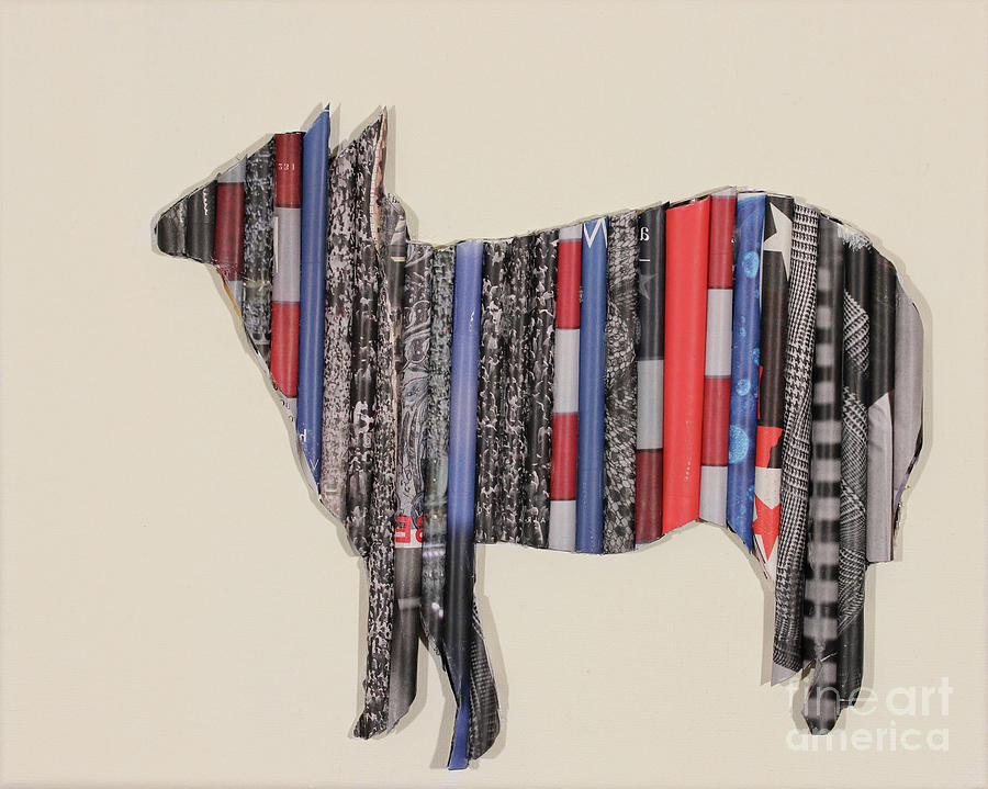 Paper Sheep One Mixed Media by Norma Appleton
