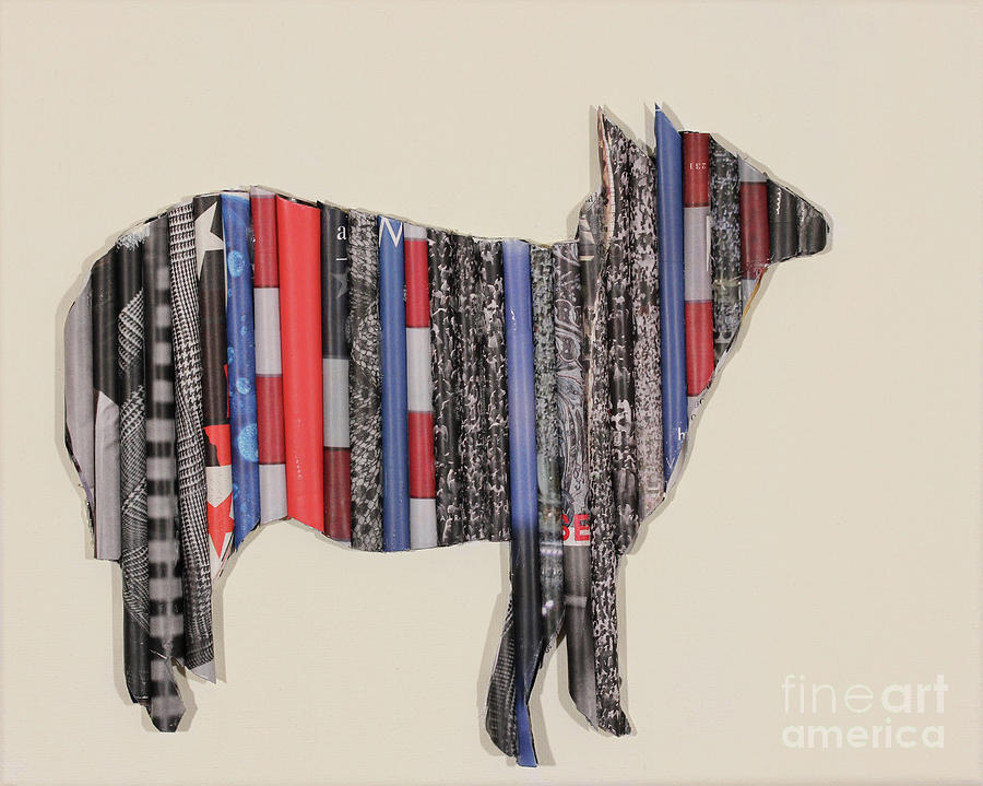 Paper Sheep Two Mixed Media by Norma Appleton