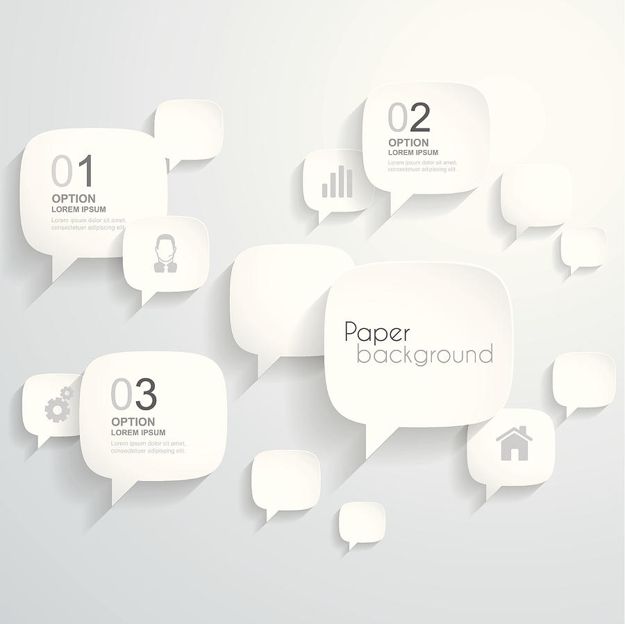 Paper speech bubbles Background Drawing by Bgblue