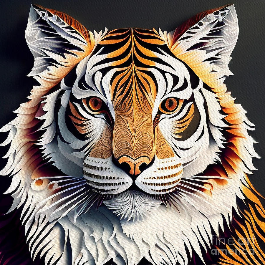Papercut Tiger Portrait 3 Digital Art by Philip Preston