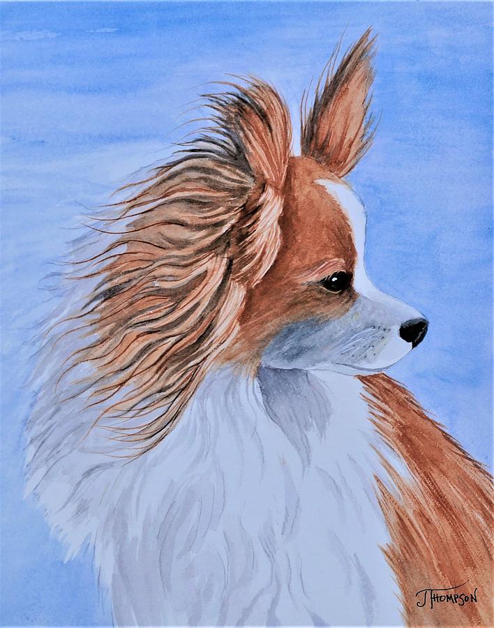 Papillon Painting - Papillon in the Breeze by Judy Thompson