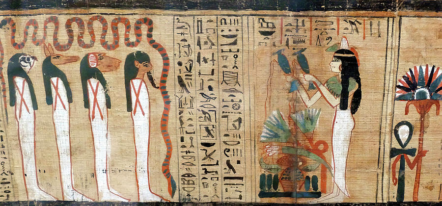 Papyrus with hieroglyphs and scenes from the Book of the Dead Photograph by Steve Estvanik