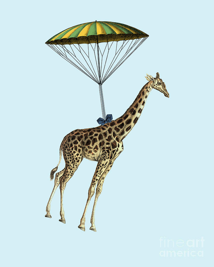 Giraffe Mixed Media - Parachute Giraffe by Madame Memento