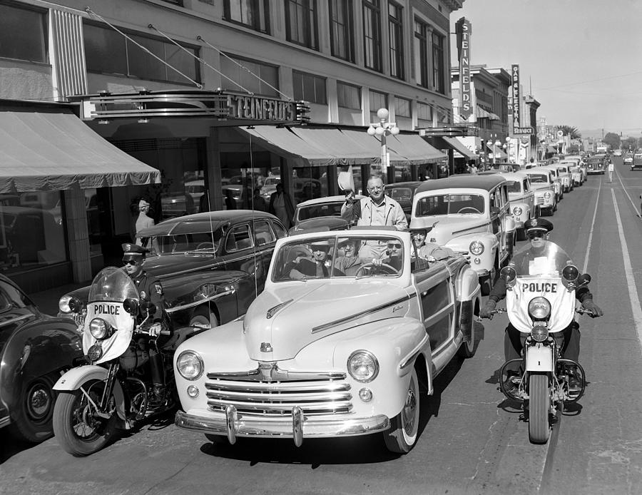 parade of 1947 Ford cars in Tucson, Arizona Photograph by Nancy Nehring
