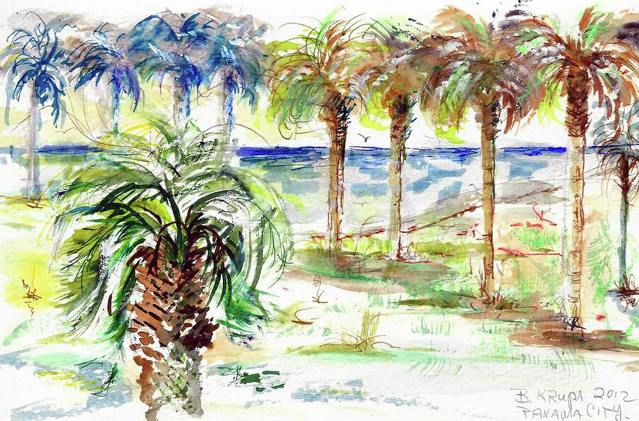 Parade on Beach Painting by Bernadette Krupa