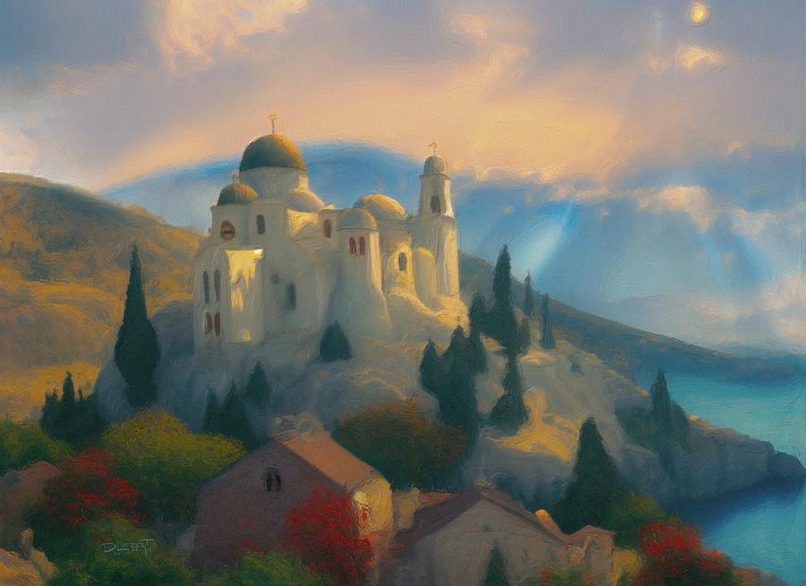 Paradise 16 Mount Athos Digital Art by David Luebbert