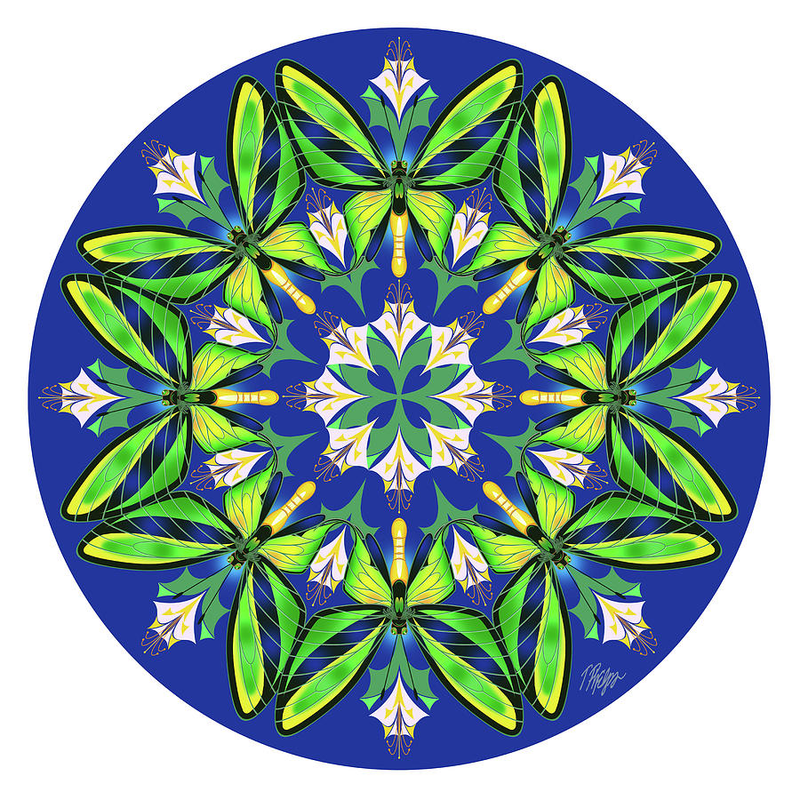 Insects Digital Art - Paradise Birdwing Flower Mandala by Tim Phelps Insects Digital Art - Paradise Birdwing Flower Mandala by Tim Phelps