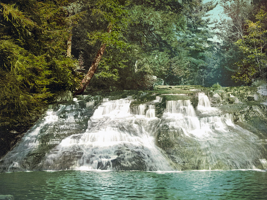 Paradise Falls - Pocono Mountains Pennsylvania - Circa 1900 Photochrom Photograph by War Is Hell Store