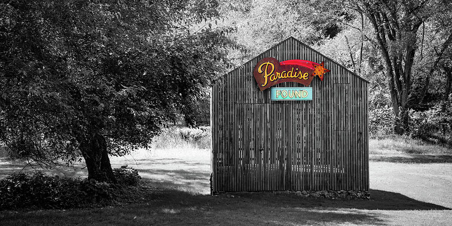Paradise Found Neon And Barn Along Coler Mountain Bike Trails - Selective Coloring Photograph by Gregory Ballos