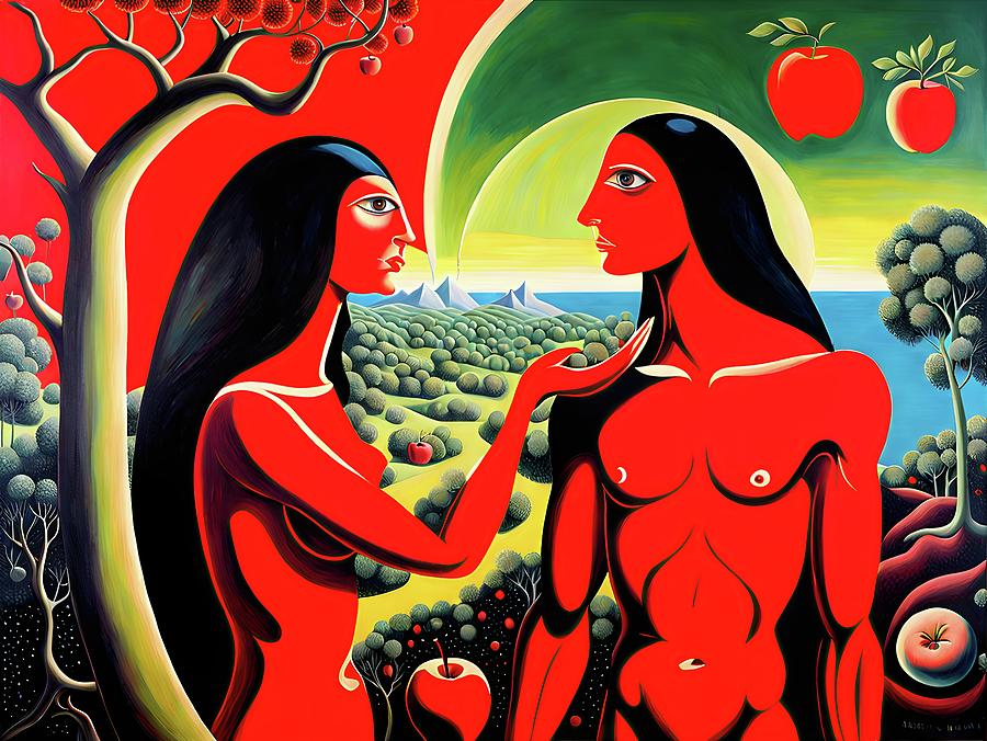Paradise Digital Art - Paradise Lost #4 - Adam and Eve by Frederic Racaud
