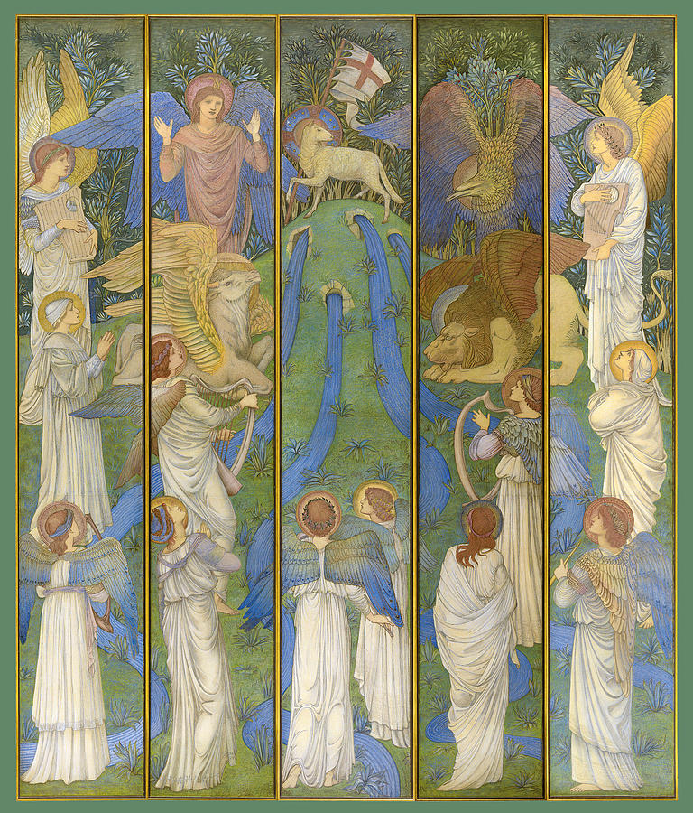 Paradise, with the Worship of the Holy Lamb Drawing by Edward Burne-Jones