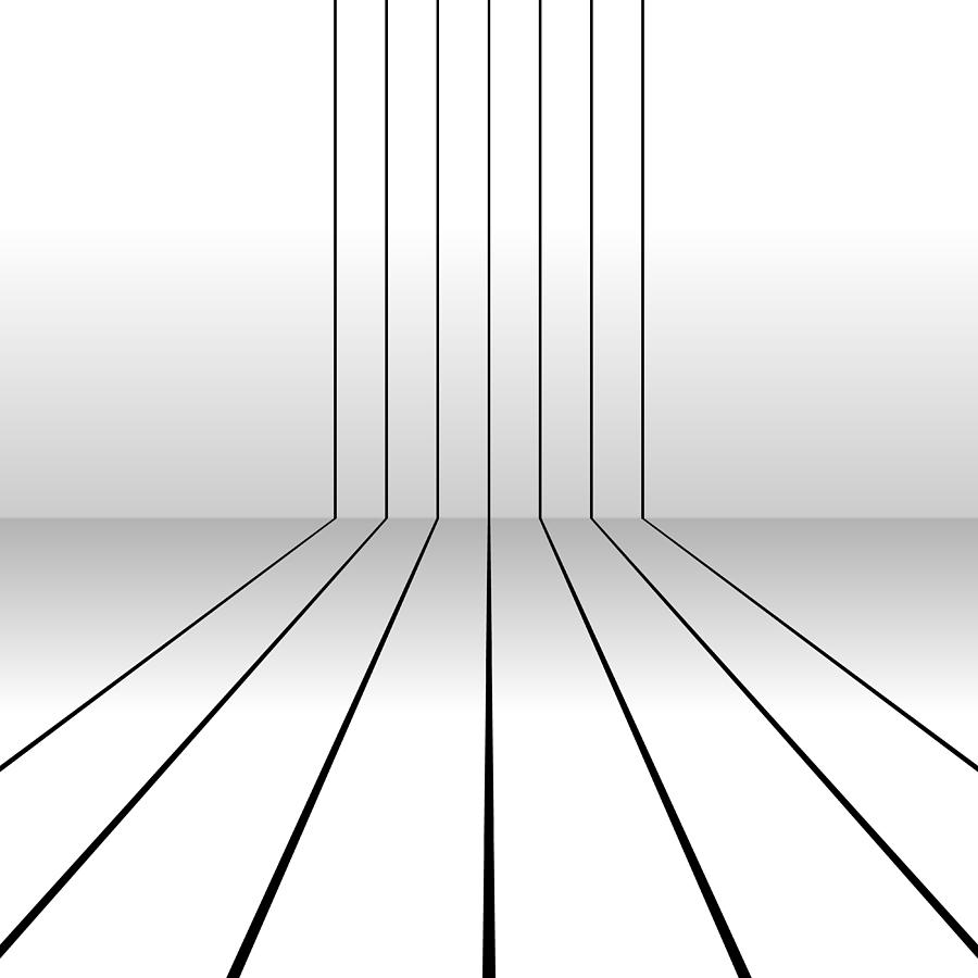 Parallel stripes, passing a corner like running tracks. Shadow effect. Drawing by Olaser