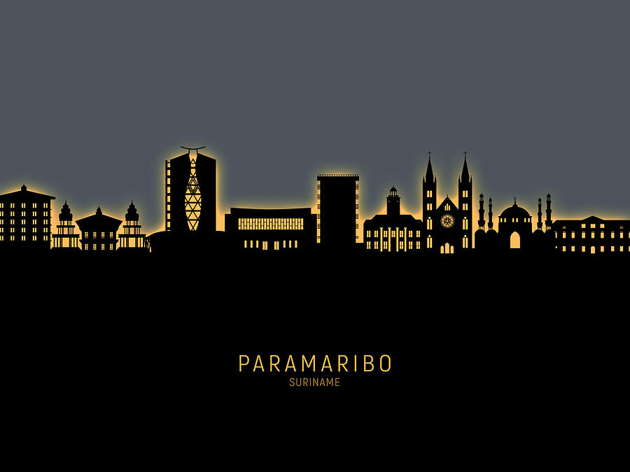 Paramaribo Suriname Skyline #40 Digital Art by Michael Tompsett