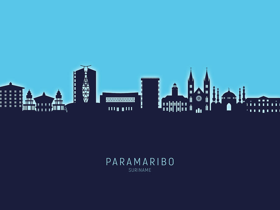 Paramaribo Suriname Skyline #43 Digital Art by Michael Tompsett