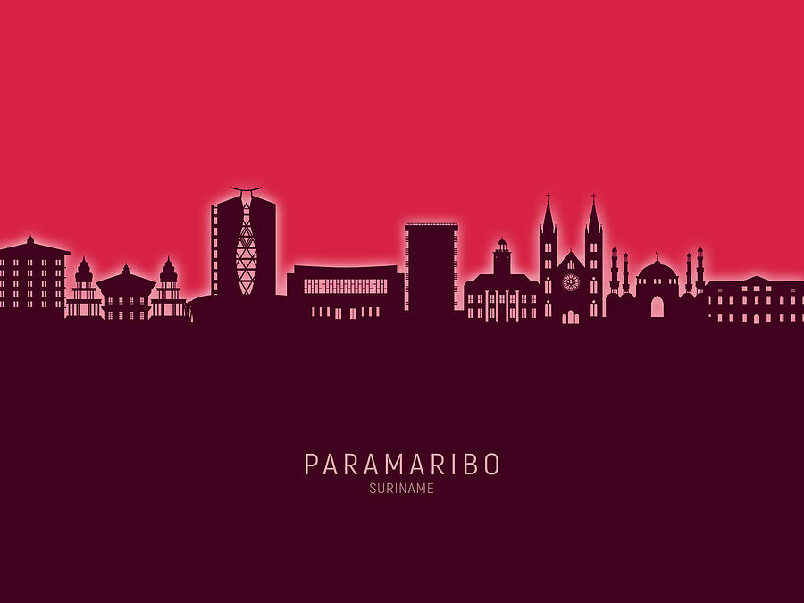 Paramaribo Suriname Skyline #46 Digital Art by Michael Tompsett
