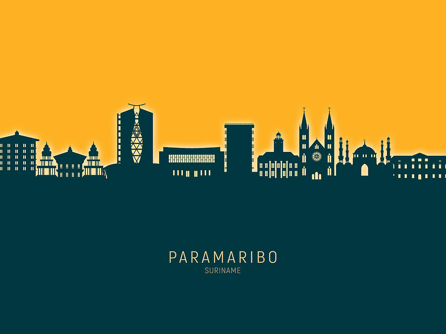 Paramaribo Suriname Skyline #47 Digital Art by Michael Tompsett