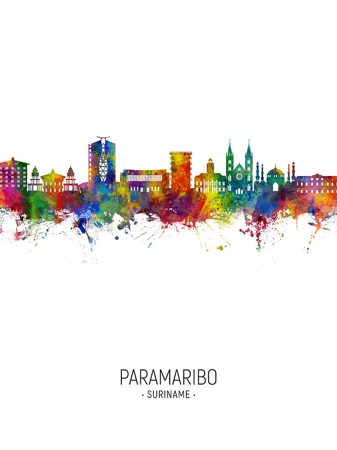 Paramaribo Suriname Skyline #49 Digital Art by Michael Tompsett