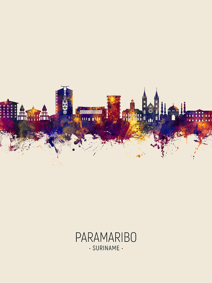 Paramaribo Suriname Skyline #50 Digital Art by Michael Tompsett