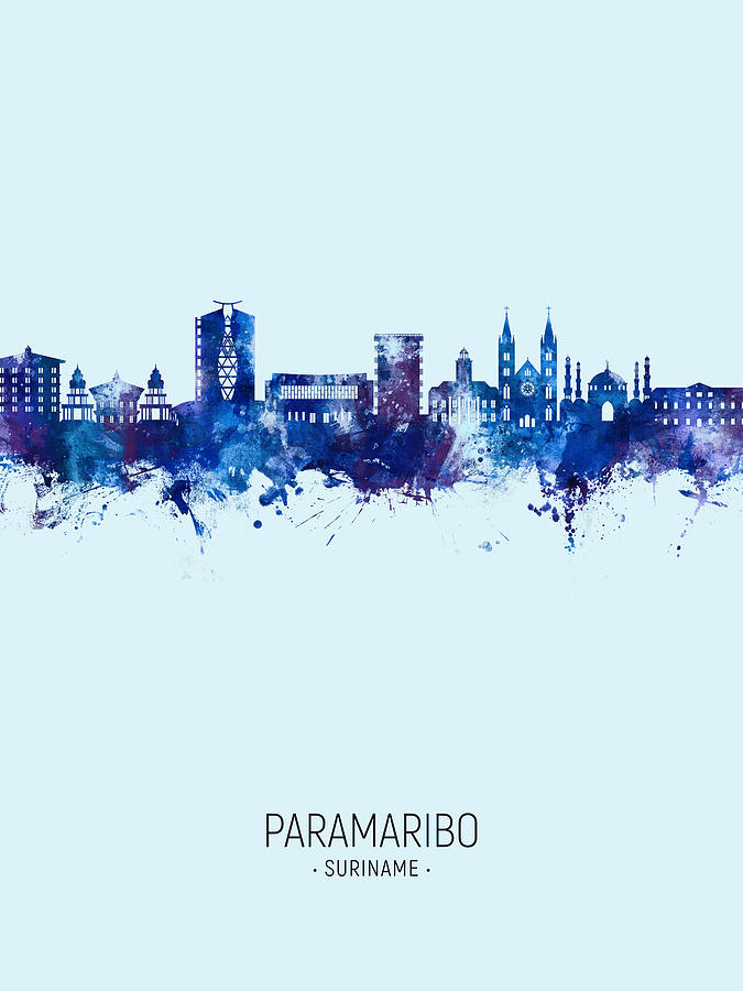 Paramaribo Suriname Skyline #51 Digital Art by Michael Tompsett