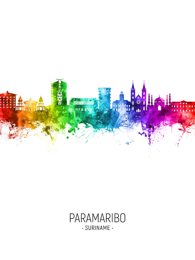 Paramaribo Suriname Skyline #52 Digital Art by Michael Tompsett