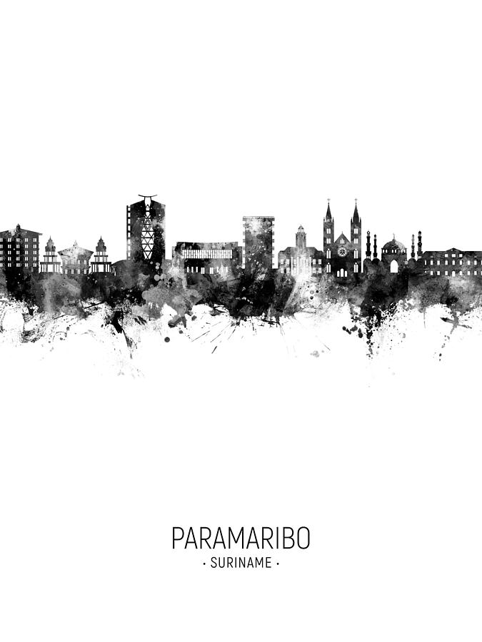 Paramaribo Suriname Skyline #53 Digital Art by Michael Tompsett