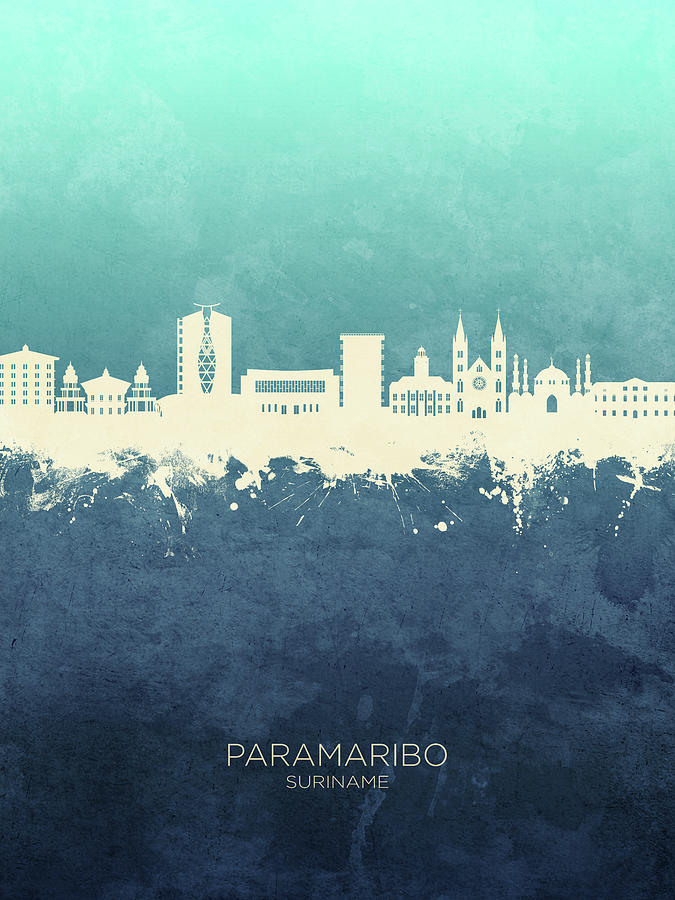 Paramaribo Suriname Skyline #62 Digital Art by Michael Tompsett