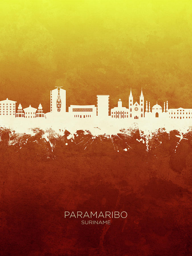 Paramaribo Suriname Skyline #64 Digital Art by Michael Tompsett