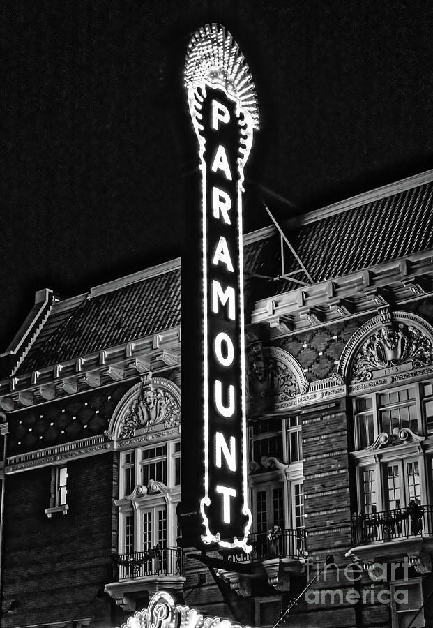 Paramount Theatre B W Vertical 1220 Photograph by Bee Creek Photography - Tod and Cynthia Paramount Theatre B W Vertical 1220 Photograph by Bee Creek Photography - Tod and Cynthia