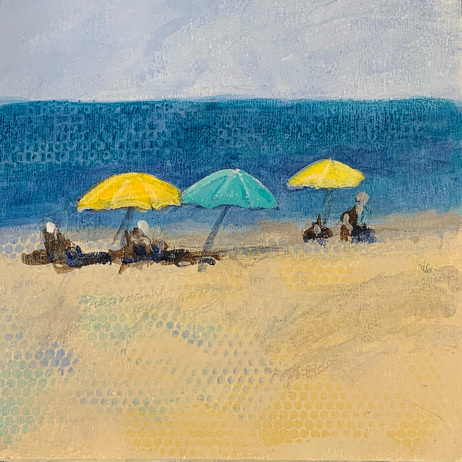 Coastal Painting - Parasols by Marion Corbin Mayer Coastal Painting - Parasols by Marion Corbin Mayer