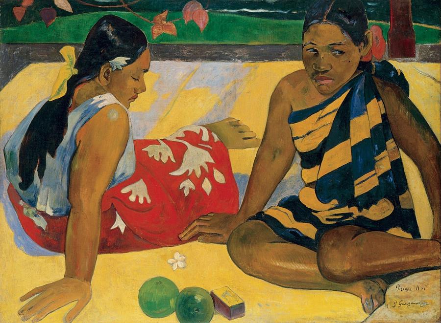 Paul Gauguin Painting - Parau Api  What News #5 by Paul Gauguin