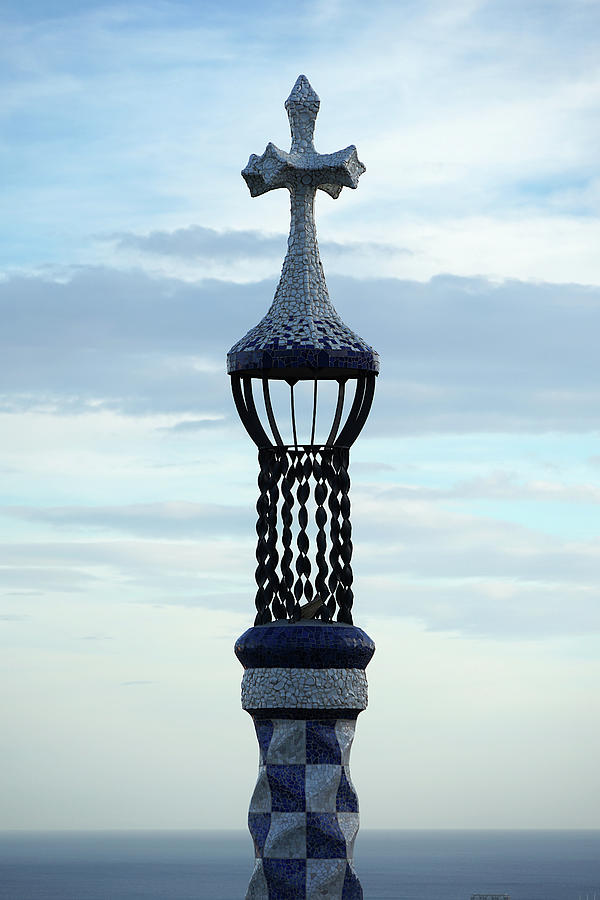 Parc Guell Cross and Seascape Photograph by Richard Reeve