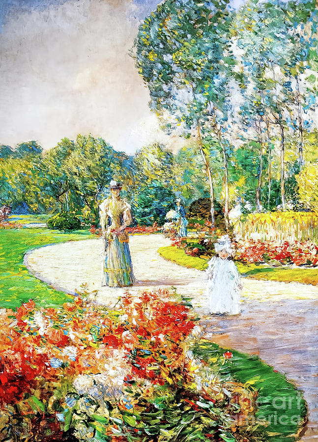 Parc Monceau Paris by Childe Hassam 1897 Painting by Childe Hassam