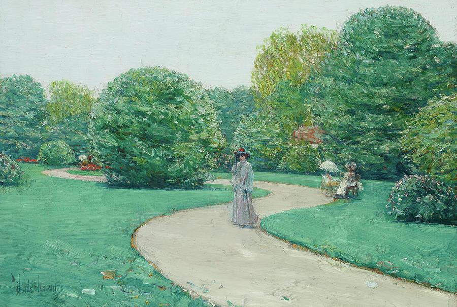 Parc Monceaux, Paris Painting by Childe Hassam