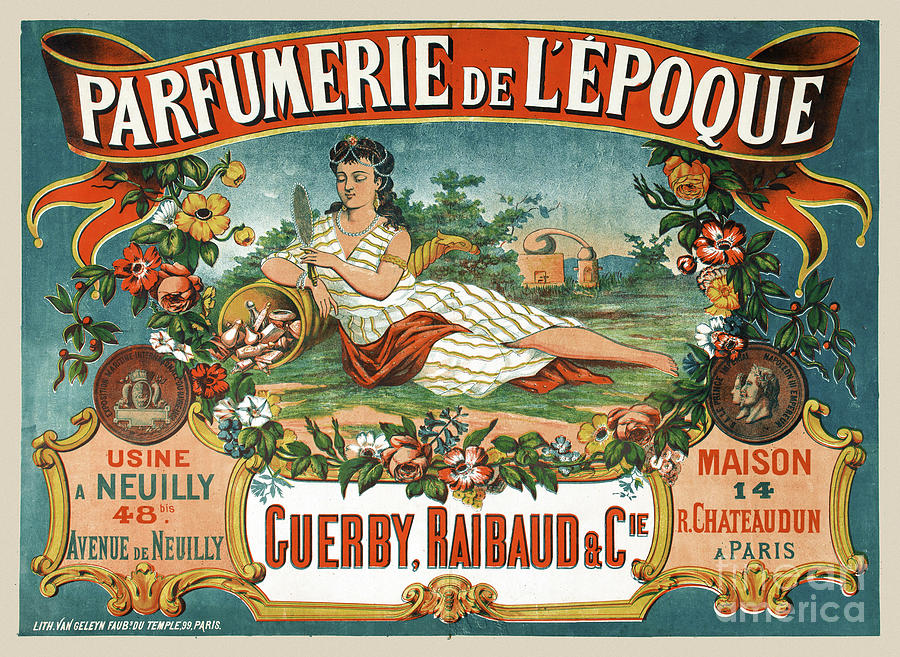 Paris Drawing - Parfumerie de lEpoque France Vintage Wall Art 1872 by Vintage Treasure